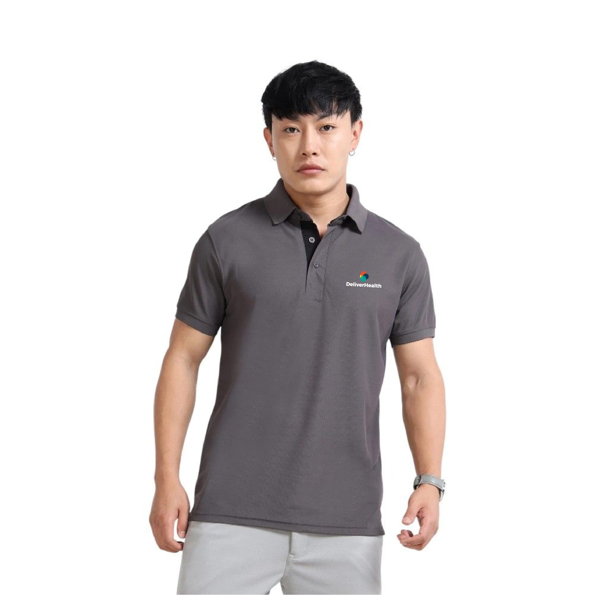 Greys&Blues AeroPiq Polo Tshirt- Dark Grey